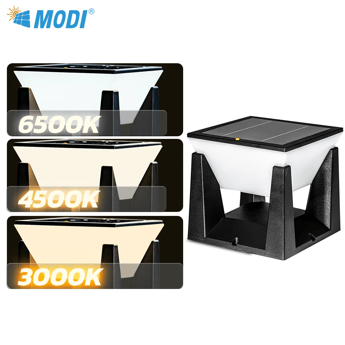 Luminaire Extérieur Lampadaire Solaire IP65 3 Couleurs LED Ambiance Chaleureuse - Luminous Place