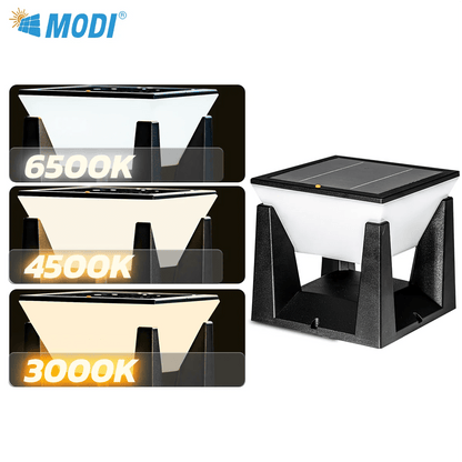 Luminaire Extérieur Lampadaire Solaire IP65 3 Couleurs LED Ambiance Chaleureuse - Luminous Place