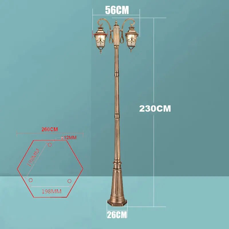 Luminaire Extérieur Lampadaire Villa Style Européen Étanche Double Tête 230 cm - Luminous Place