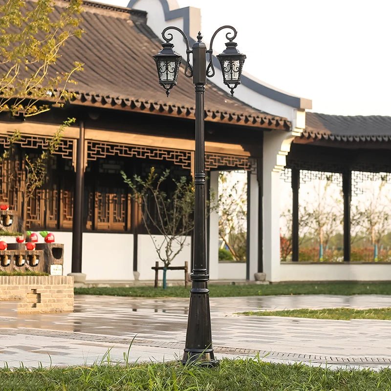 Luminaire Extérieur Lampadaire Villa Style Européen Étanche Double Tête 230 cm - Luminous Place