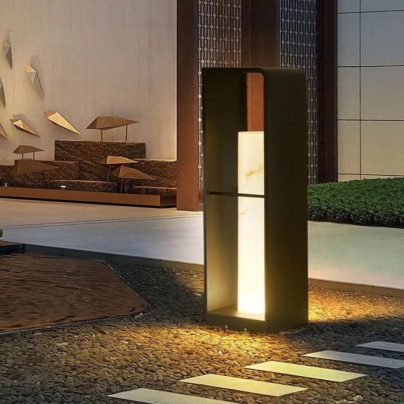 Luminaire Extérieur LED en marbre IP65, lumière blanche chaude, acier inoxydable - Luminous Place