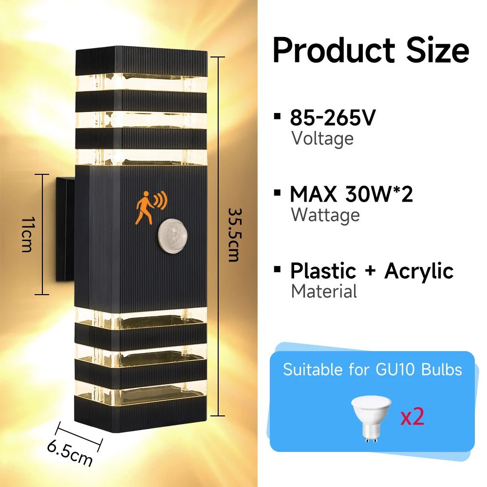 Luminaire Extérieur LED GU10 avec Capteur de Mouvement Étanche IP44 - Luminous Place