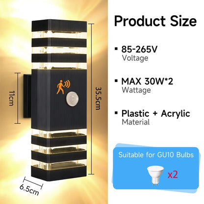 Luminaire Extérieur LED GU10 avec Capteur de Mouvement Étanche IP44 - Luminous Place