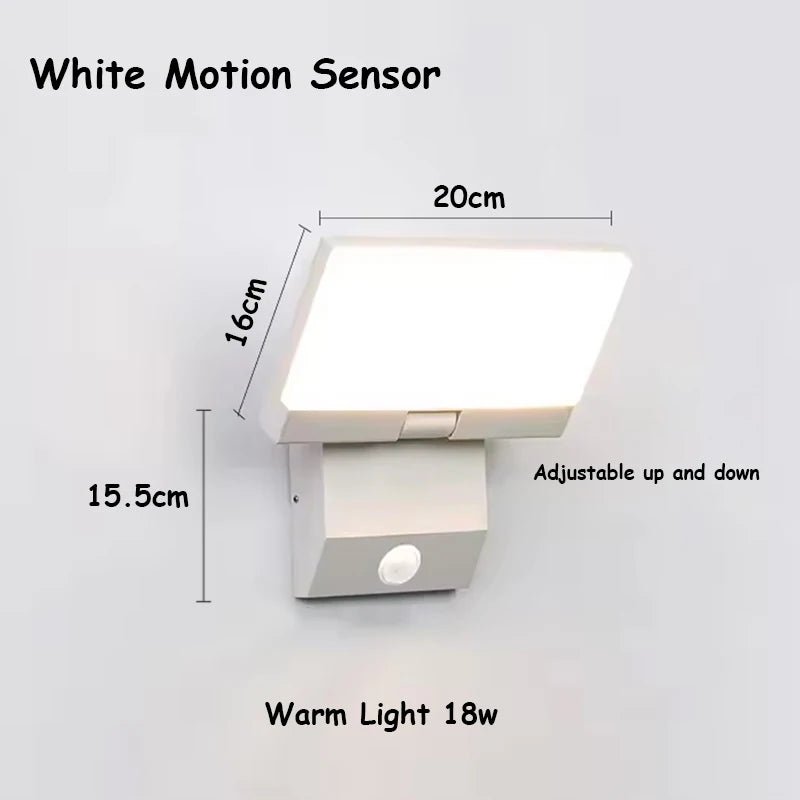 Luminaire Extérieur LED IP65 Étanche Pliable avec Capteur, Lumière Chaude Moderne - Luminous Place