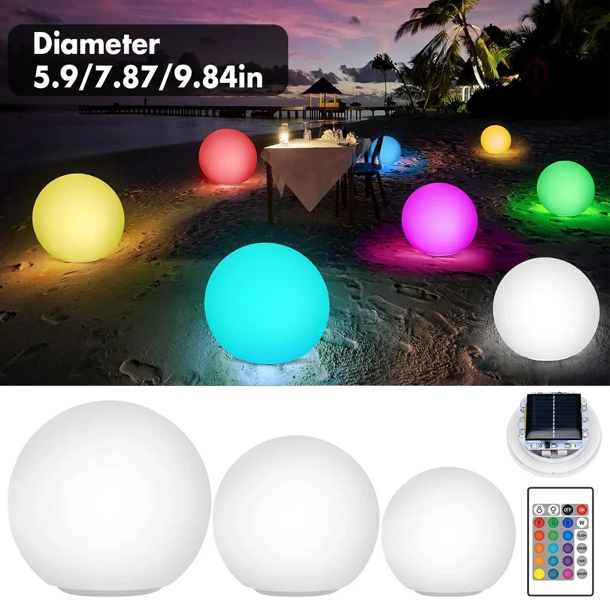Luminaire Extérieur Solaire Rond 16 LED Multicolores IP67 Étanche - Luminous Place