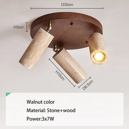 Spot Eclairage LED 3 Têtes Rotatif Bois Naturel Surface Murale - Luminous Place