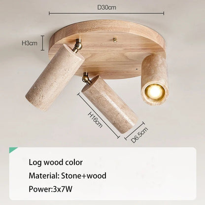 Spot Eclairage LED 3 Têtes Rotatif Bois Naturel Surface Murale - Luminous Place
