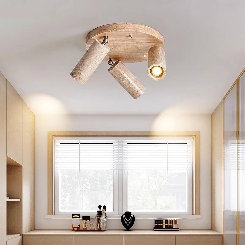 Spot Eclairage LED 3 Têtes Rotatif Bois Naturel Surface Murale - Luminous Place