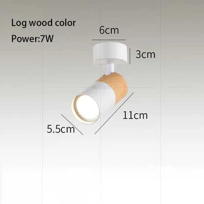Spot Eclairage LED GU10 COB Bois Noyer Angle Réglable Plafonnier Surface 110 - 220V - Luminous Place