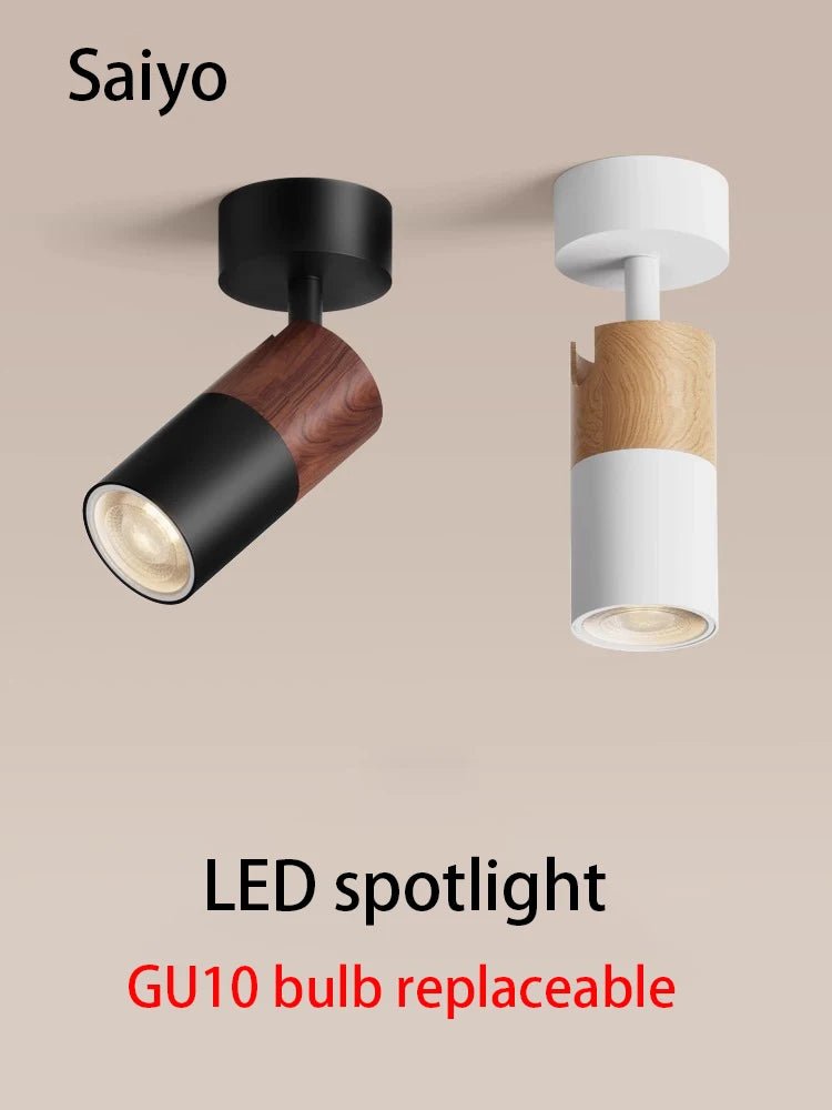 Spot Eclairage LED GU10 COB Bois Noyer Angle Réglable Plafonnier Surface 110 - 220V - Luminous Place