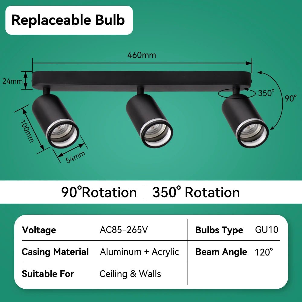 Spot Eclairage LED GU10 rotatif en aluminium pour plafond design moderne - Luminous Place