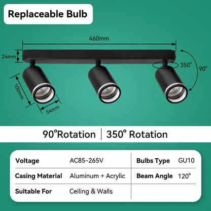 Spot Eclairage LED GU10 rotatif en aluminium pour plafond design moderne - Luminous Place