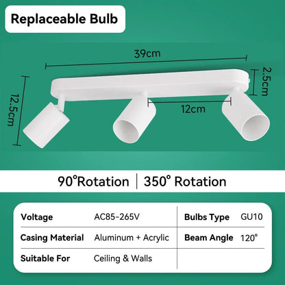 Spot Eclairage LED GU10 rotatif en aluminium pour plafond design moderne - Luminous Place
