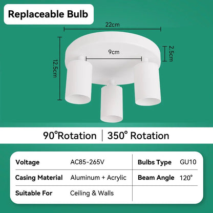 Spot Eclairage LED GU10 rotatif en aluminium pour plafond design moderne - Luminous Place