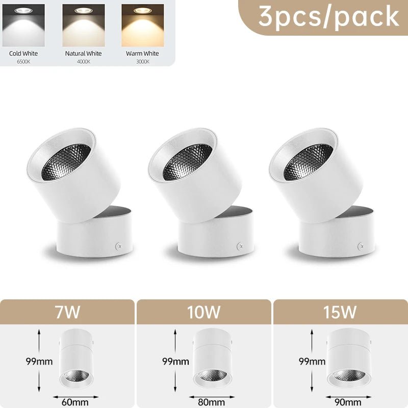 Spot Eclairage LED pliable rotatif 3 couleurs pour intérieur 220V - Luminous Place