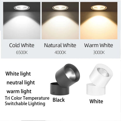 Spot Eclairage LED pliable rotatif 3 couleurs pour intérieur 220V - Luminous Place