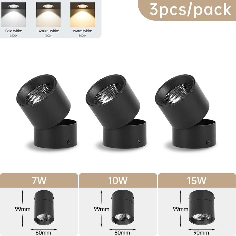 Spot Eclairage LED pliable rotatif 3 couleurs pour intérieur 220V - Luminous Place