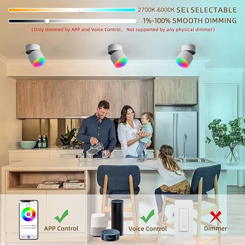 Spot Eclairage LED RGB 16M couleurs en aluminium avec Alexa et Google Home - Luminous Place