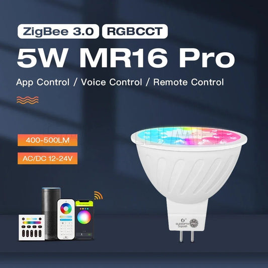 Spot Eclairage LED Zigbee 3.0 5W MR16 Pro RGB+CCT, Contrôle APP Alexa - Luminous Place