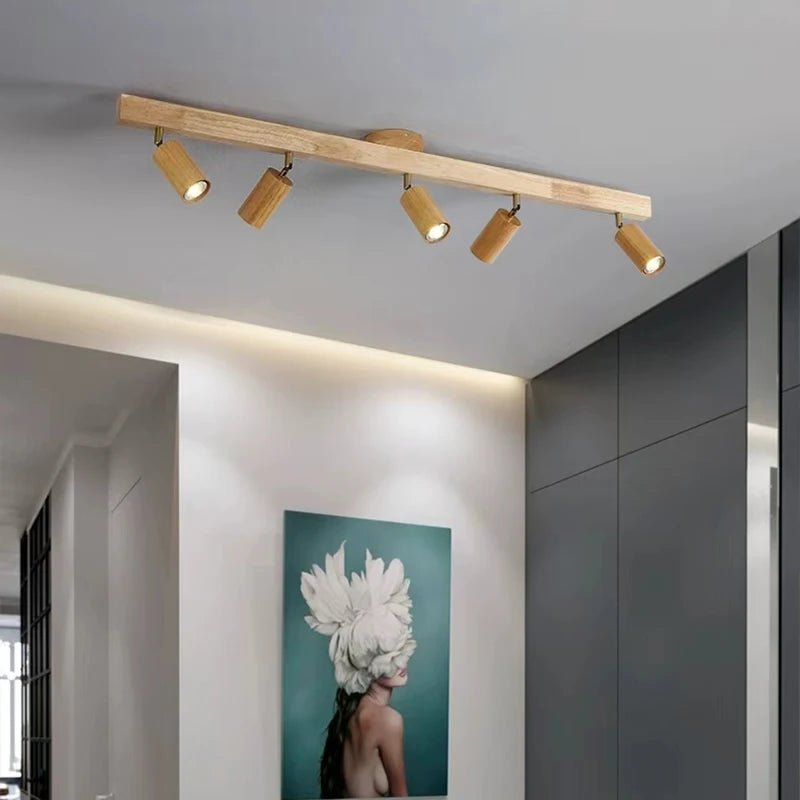 Spot Eclairage Plafonnier LED en Bois Style Japonais pour Intérieur - Luminous Place
