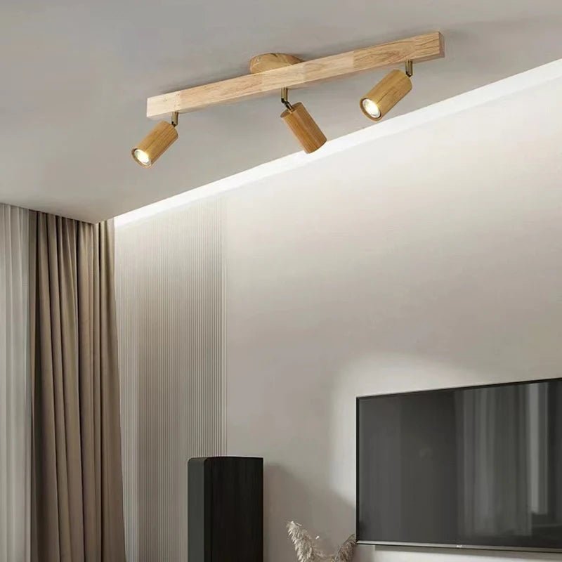 Spot Eclairage Plafonnier LED en Bois Style Japonais pour Intérieur - Luminous Place