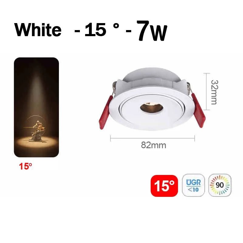Spot Eclairage Plafonnier LED Encastré COB Aluminium Angle Étroit 3° - 15° - Luminous Place
