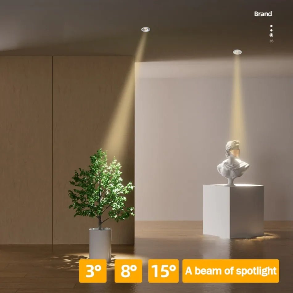 Spot Eclairage Plafonnier LED Encastré COB Aluminium Angle Étroit 3° - 15° - Luminous Place