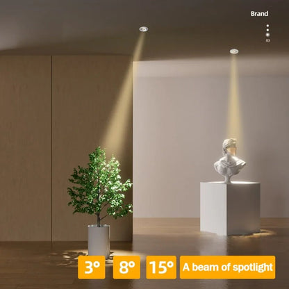 Spot Eclairage Plafonnier LED Encastré COB Aluminium Angle Étroit 3° - 15° - Luminous Place